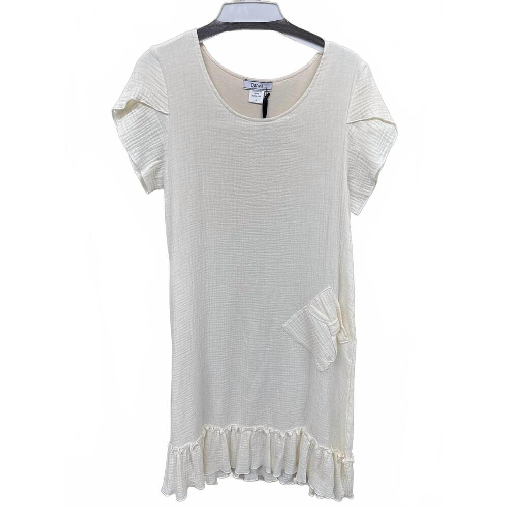 NEW DANIALI women's lined gauze dress in oatmeal